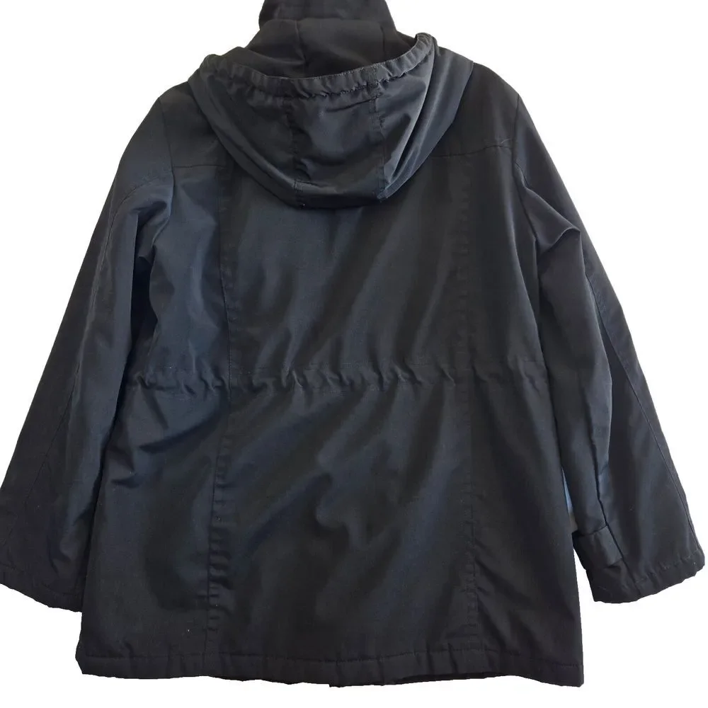 London Fog Mens‎ Black Size Large Insulated Winter Coat Parka Detachable Hood - Picture 9 of 11